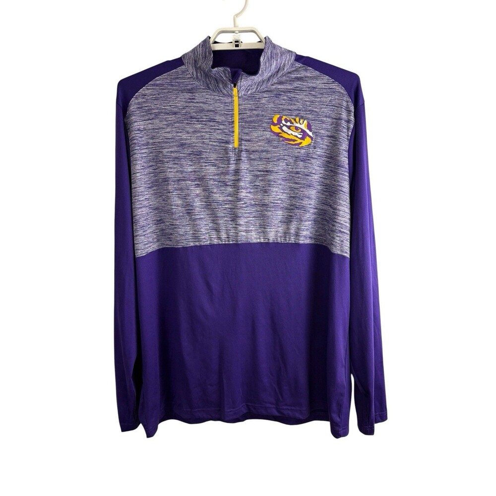 LSU Mens Jacket Size  2XL LSU Tiger 1/4 Zip Purple Gray Logo Pullover NEW
